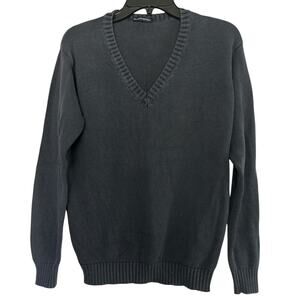 Brandy Melville Dark Navy V-Neck Cotton Knit Sweater Made in Italy